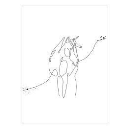 Plakat samoprzylepny Sylwetka konia - białe konie