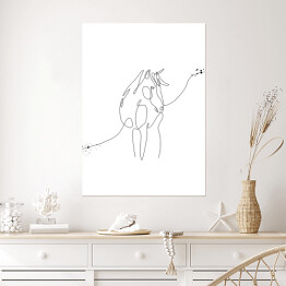 Plakat samoprzylepny Sylwetka konia - białe konie