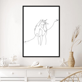 Plakat w ramie Sylwetka konia - białe konie