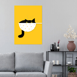 Plakat samoprzylepny Kot w durszlaku