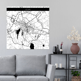 Plakat samoprzylepny Mapy miast świata - Astana - biała
