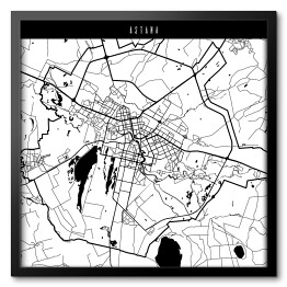 Obraz w ramie Mapy miast świata - Astana - biała