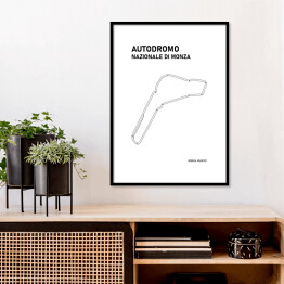 Plakat w ramie Autodromo Nazionale Di Monza - Tory wyścigowe Formuły 1 - białe tło