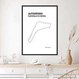 Plakat w ramie Autodromo Nazionale Di Monza - Tory wyścigowe Formuły 1 - białe tło