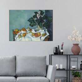 Plakat samoprzylepny Paul Cezanne "Martwa natura z jabłkami i doniczką pierwiosnków" - reprodukcja