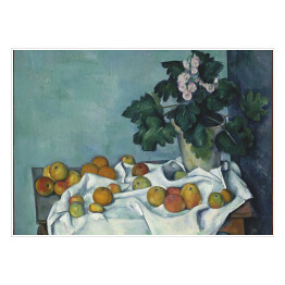 Plakat samoprzylepny Paul Cezanne "Martwa natura z jabłkami i doniczką pierwiosnków" - reprodukcja