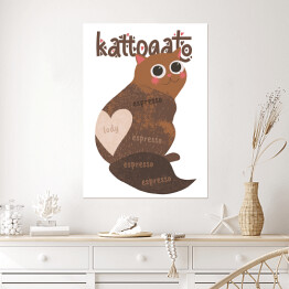 Plakat Kawa z kotem - kattogato