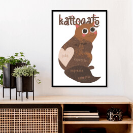 Plakat w ramie Kawa z kotem - kattogato