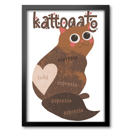 Obraz w ramie Kawa z kotem - kattogato