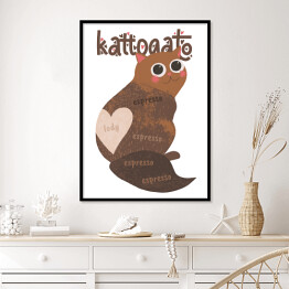 Plakat w ramie Kawa z kotem - kattogato