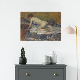 Plakat samoprzylepny Henri de Toulouse-Lautrec "Rudowłosa naga chowająca się kobieta" - reprodukcja