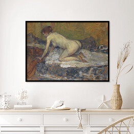 Plakat w ramie Henri de Toulouse-Lautrec "Rudowłosa naga chowająca się kobieta" - reprodukcja
