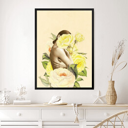 Obraz w ramie Kobieta i jasne kwiaty