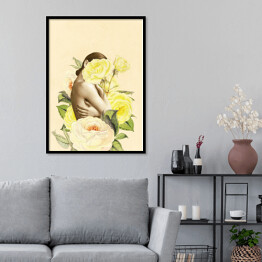 Plakat w ramie Kobieta i jasne kwiaty