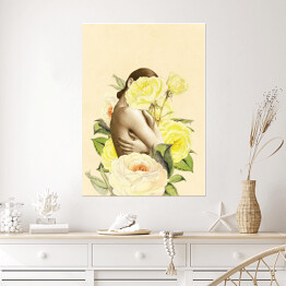 Plakat samoprzylepny Kobieta i jasne kwiaty