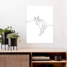 Plakat samoprzylepny Ilustracja z koniem - białe konie