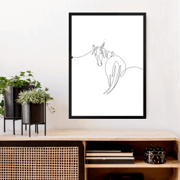 Obraz w ramie Ilustracja z koniem - białe konie