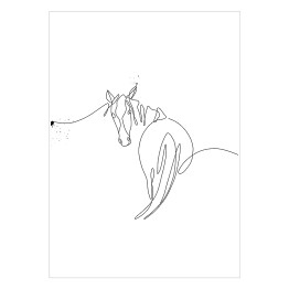 Plakat samoprzylepny Ilustracja z koniem - białe konie