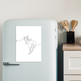 Magnes dekoracyjny Ilustracja z koniem - białe konie