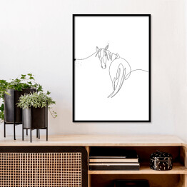 Plakat w ramie Ilustracja z koniem - białe konie