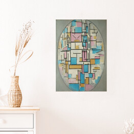 Plakat samoprzylepny Piet Mondriaan "Composition in oval with color planes 1"
