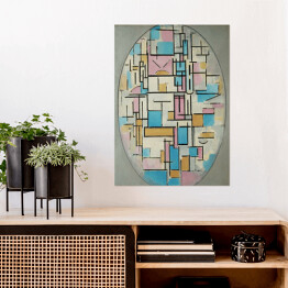 Plakat samoprzylepny Piet Mondriaan "Composition in oval with color planes 1"