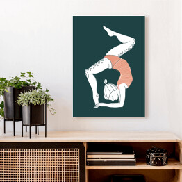 Obraz na płótnie Kobieta ćwicząca jogę - ilustracja na ciemnym tle