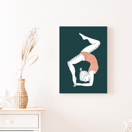 Obraz klasyczny Kobieta ćwicząca jogę - ilustracja na ciemnym tle