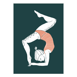 Plakat Kobieta ćwicząca jogę - ilustracja na ciemnym tle