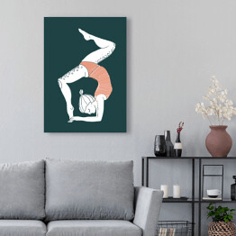 Obraz klasyczny Kobieta ćwicząca jogę - ilustracja na ciemnym tle