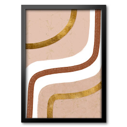 Obraz w ramie Beżowa abstrakcja z liniami w odcieniach brązu