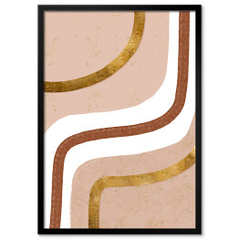 Plakat w ramie Beżowa abstrakcja z liniami w odcieniach brązu