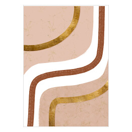 Plakat samoprzylepny Beżowa abstrakcja z liniami w odcieniach brązu