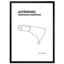 Plakat w ramie Autodromo Hermanos Rodriguez - Tory wyścigowe Formuły 1 - białe tło
