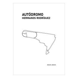 Plakat samoprzylepny Autodromo Hermanos Rodriguez - Tory wyścigowe Formuły 1 - białe tło