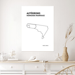 Plakat Autodromo Hermanos Rodriguez - Tory wyścigowe Formuły 1 - białe tło