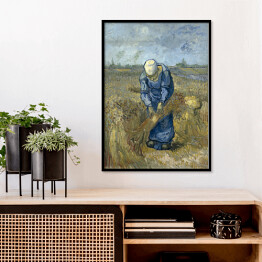 Plakat w ramie Vincent van Gogh Wieśniaczka wiążąca snopy (wg Milleta). Reprodukcja