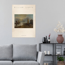 Plakat samoprzylepny William Turner "Wschodzące słońce" - reprodukcja z napisem. Plakat z passe partout