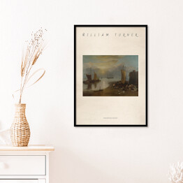 Plakat w ramie William Turner "Wschodzące słońce" - reprodukcja z napisem. Plakat z passe partout