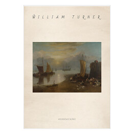Plakat samoprzylepny William Turner "Wschodzące słońce" - reprodukcja z napisem. Plakat z passe partout