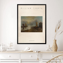 Obraz w ramie William Turner "Wschodzące słońce" - reprodukcja z napisem. Plakat z passe partout