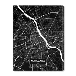 Obraz na płótnie Mapa Warszawy czarno-biała