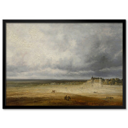 Plakat w ramie Rembrandt Landscape with a Plowed Field and a Village. Krajobraz. Reprodukcja