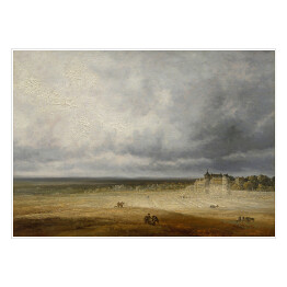 Plakat Rembrandt Landscape with a Plowed Field and a Village. Krajobraz. Reprodukcja