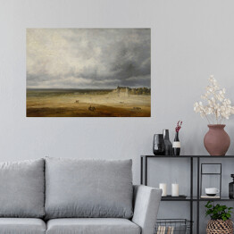 Plakat samoprzylepny Rembrandt Landscape with a Plowed Field and a Village. Krajobraz. Reprodukcja