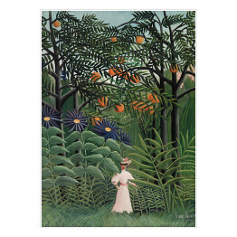 Plakat samoprzylepny Henri Rousseau "Kobieta spacerująca po egzotycznym lesie" - reprodukcja