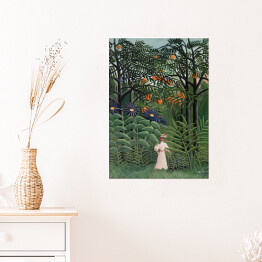 Plakat samoprzylepny Henri Rousseau "Kobieta spacerująca po egzotycznym lesie" - reprodukcja