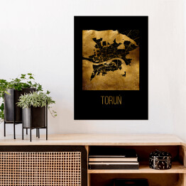 Plakat Czarno złota mapa - Toruń