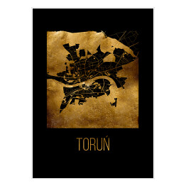 Plakat samoprzylepny Czarno złota mapa - Toruń