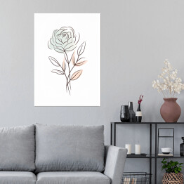 Plakat samoprzylepny Róża kwiat rysunek